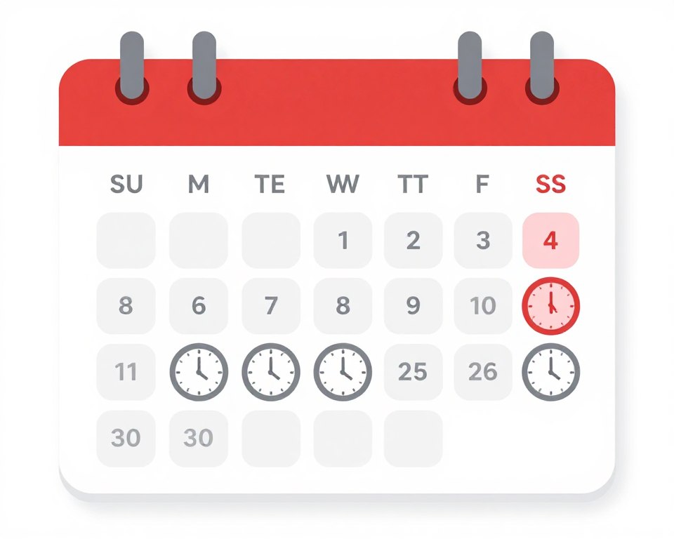 Calendário mostrando prazos de processamento de saques