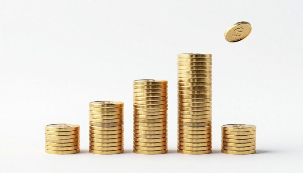 Caminho progressivo de investimento representado por degraus