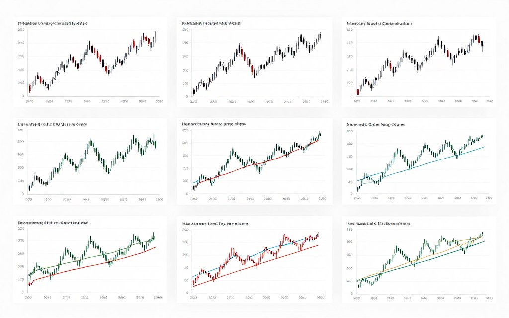 Diferentes tipos de gráficos financeiros e ferramentas de análise técnica