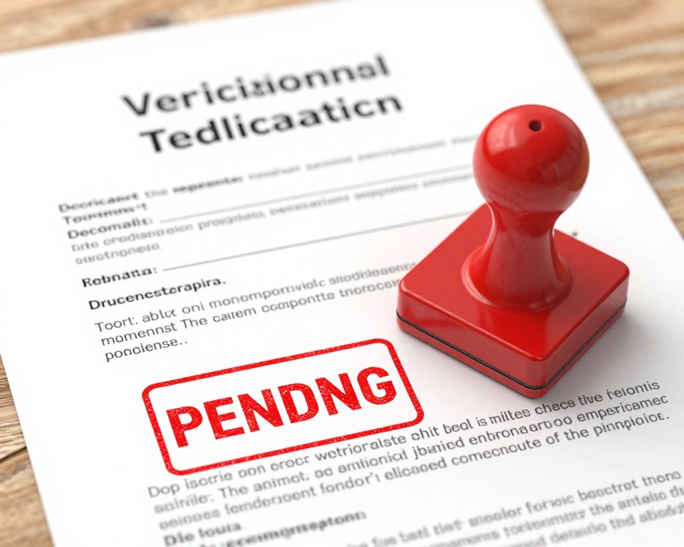 Documento com carimbo de pendente