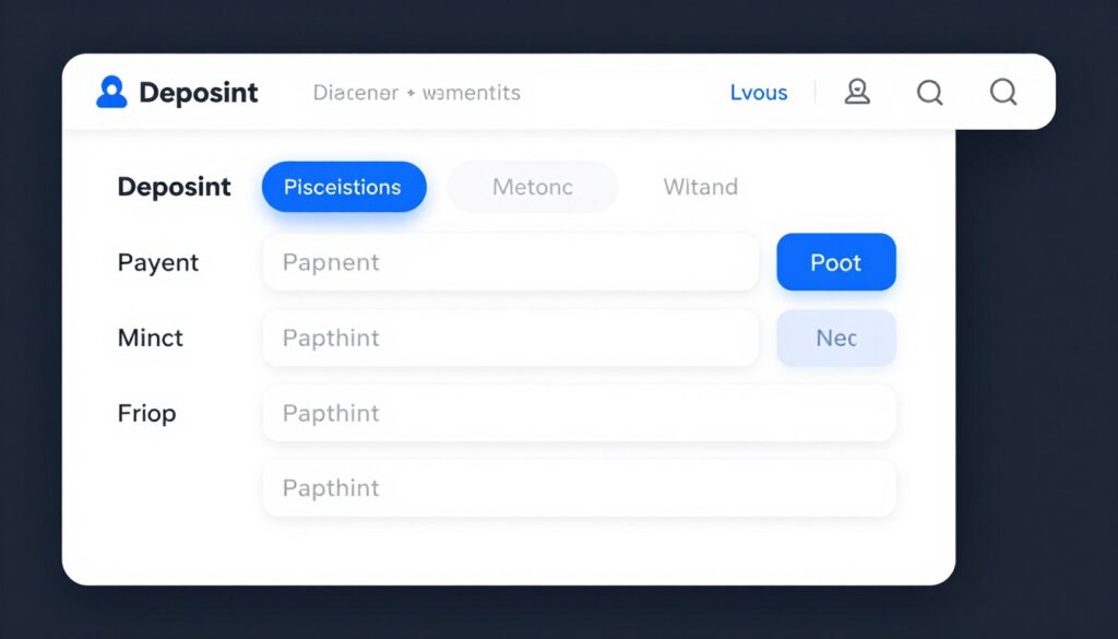 Interface mostrando processo de depósito em plataforma de trading