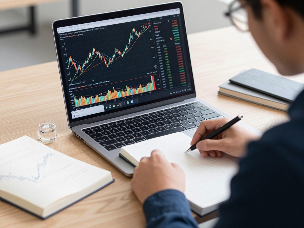 Investidor estudando materiais educativos sobre trading